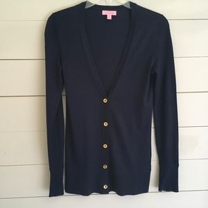 Lilly Pulitzer Navy Cardigan XS Gold Buttons